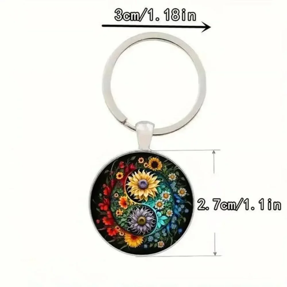 Stainless Steel SUNFLOWER Keyring Keychain Accessory